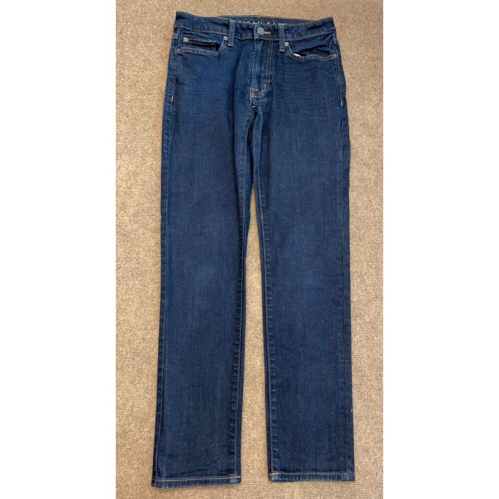 American Eagle Jeans Mens 29x32 Slim Straight Low Rise Stretch Dark Wash Denim